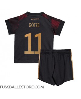 Günstige Deutschland Mario Gotze #11 Auswärts Trikotsatzt Kinder WM 2022 Kurzarm (+ Kurze Hosen)